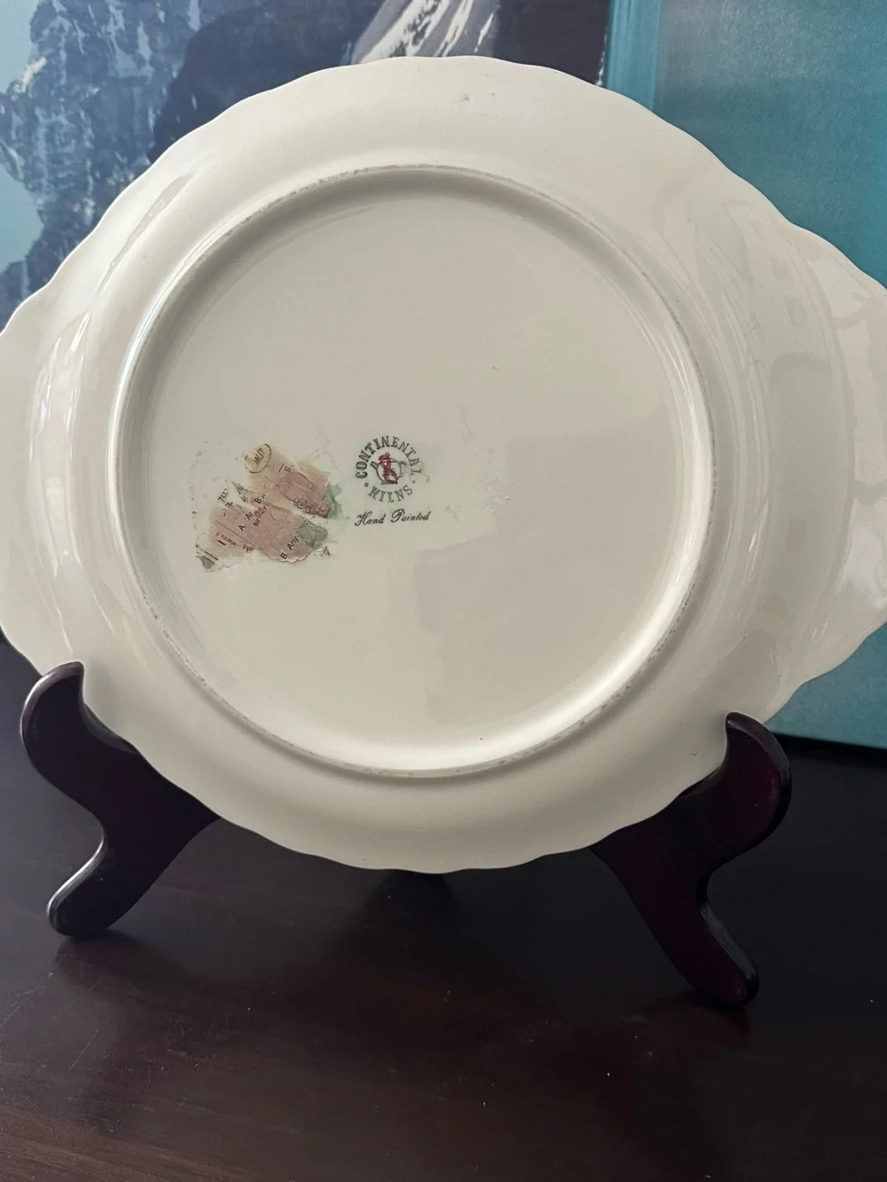 Hand-Painted Floral Ceramic Serving Plate - Pink and Green